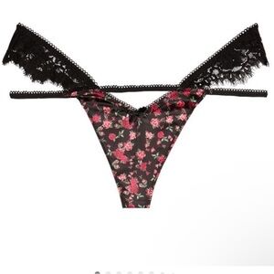 NWOT For Love And Lemons Melrose Black Floral Lace Panty